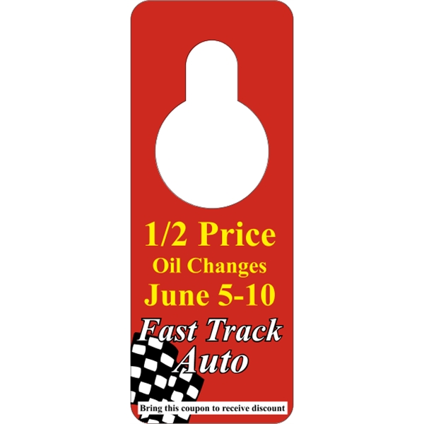 3.125" x 8.125" door knob hanger made of white tag stock... from ASI 89910 Stouse, LLC