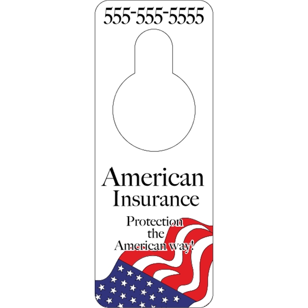 3.125" x 8.125" door knob hanger made of white tag stock... from ASI 89910 Stouse, LLC