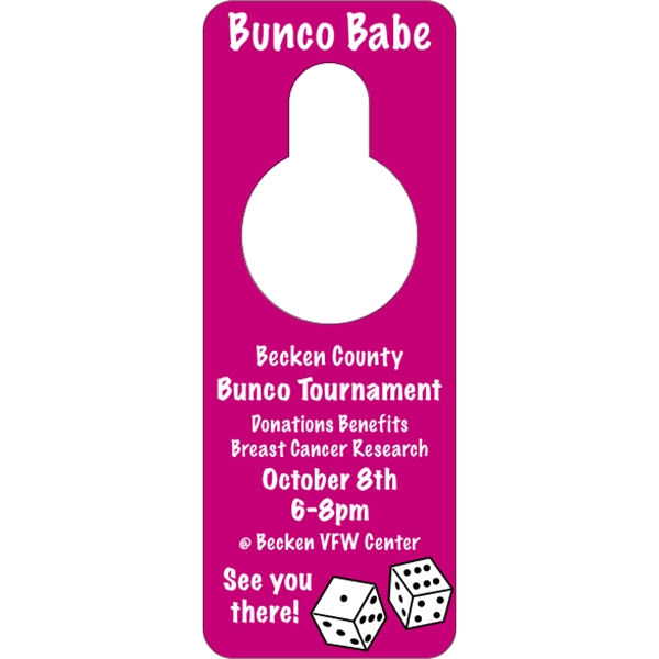 3.125" x 8.125" door knob hanger made of white tag stock... from ASI 89910 Stouse, LLC