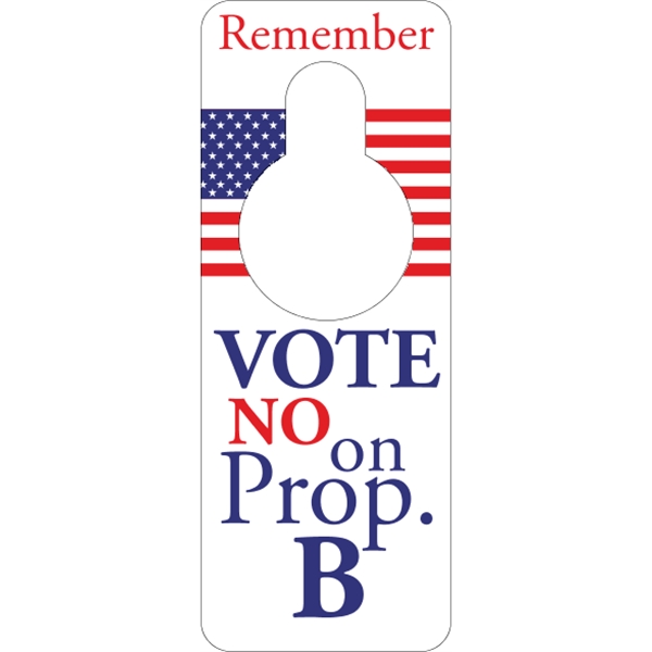 3.125" x 8.125" door knob hanger made of white tag stock... from ASI 89910 Stouse, LLC