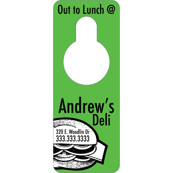 3.125" x 8.125" door knob hanger made of white tag stock... from ASI 89910 Stouse, LLC