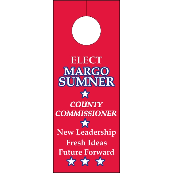 3.125" x 8.125" door knob hanger made of white tag stock... from ASI 89910 Stouse, LLC