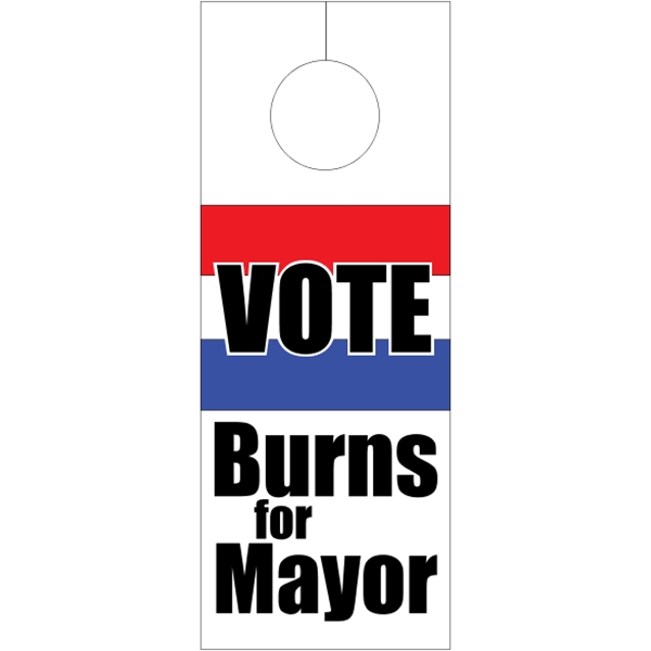 3.125" x 8.125" door knob hanger made of white tag stock... from ASI 89910 Stouse, LLC