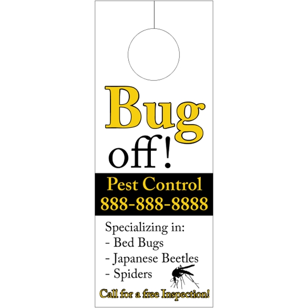 3.125" x 8.125" door knob hanger made of white tag stock... from ASI 89910 Stouse, LLC