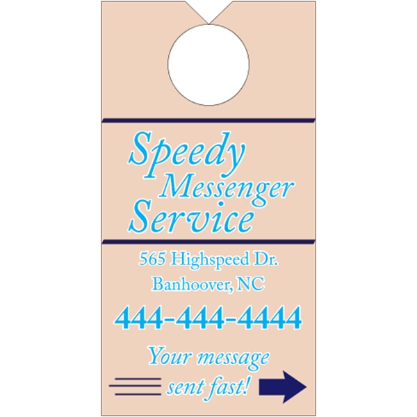 3.5" x 6.75" door knob hanger made of white tag stock... from ASI 89910 Stouse, LLC