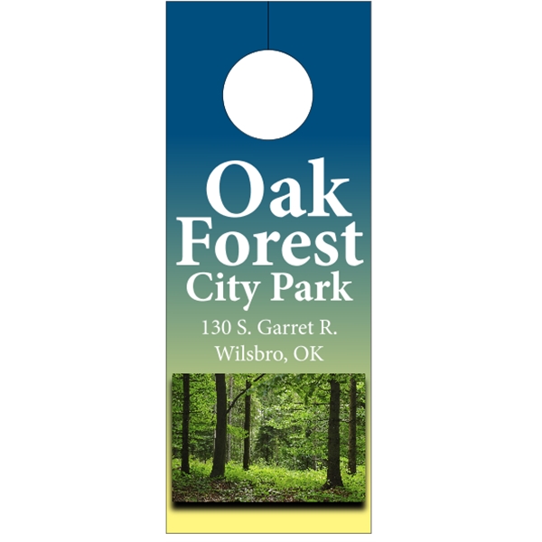 3.125" x 8.125" door knob hanger made of white tag stock... from ASI 89910 Stouse, LLC