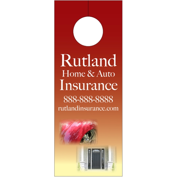 3.125" x 8.125" door knob hanger made of white tag stock... from ASI 89910 Stouse, LLC