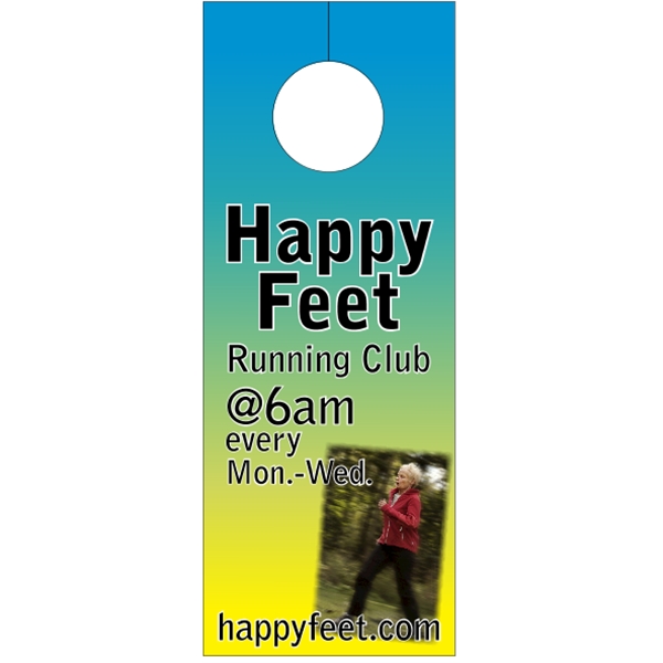 3.125" x 8.125" door knob hanger made of white tag stock... from ASI 89910 Stouse, LLC