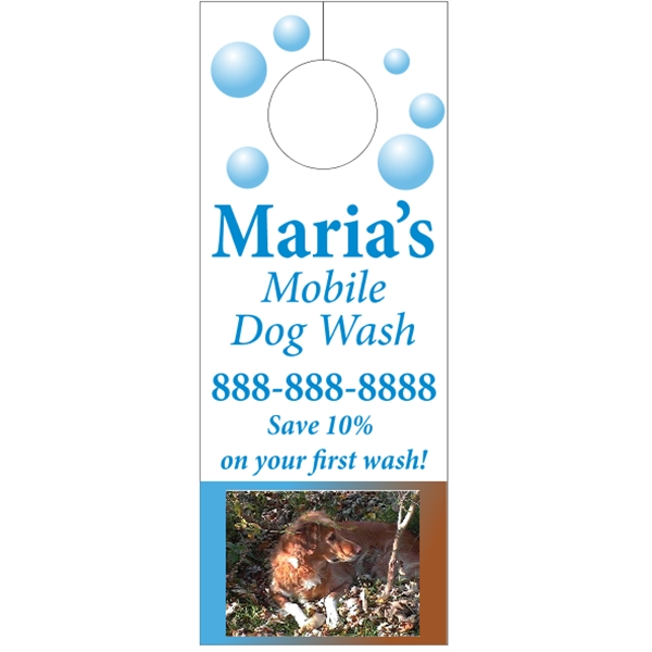 3.125" x 8.125" door knob hanger made of white tag stock... from ASI 89910 Stouse, LLC