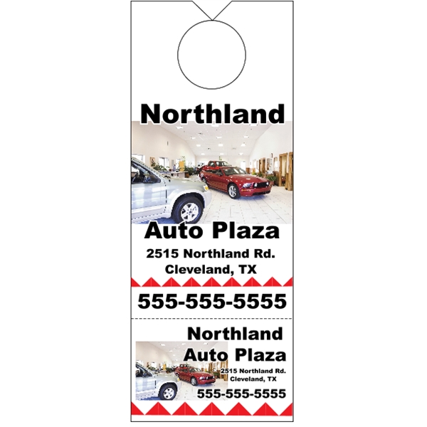 3.125" x 8.125" door knob hanger made of white tag stock... from ASI 89910 Stouse, LLC