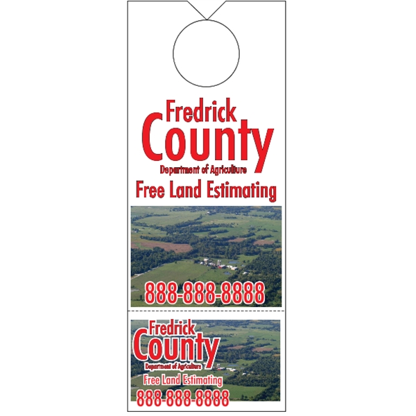 3.125" x 8.125" door knob hanger made of white tag stock... from ASI 89910 Stouse, LLC