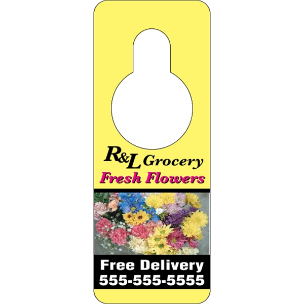 3.125" x 8.125" door knob hanger made of white tag stock... from ASI 89910 Stouse, LLC