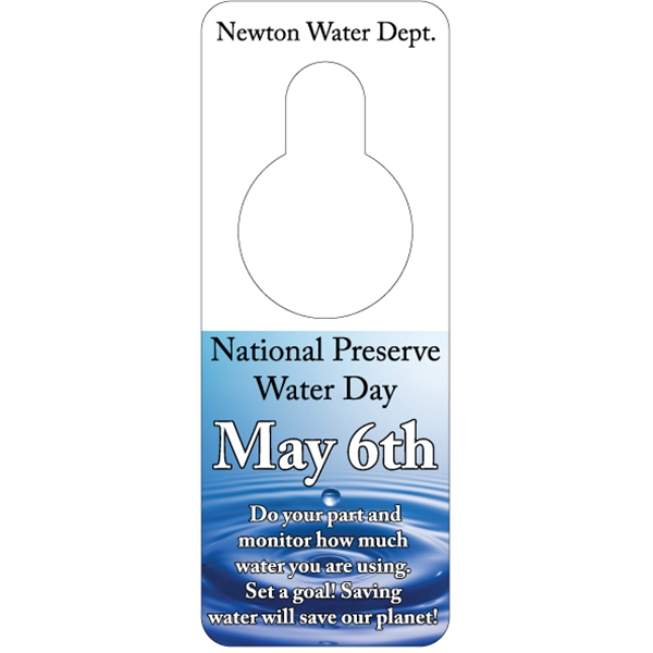 3.125" x 8.125" door knob hanger made of white tag stock... from ASI 89910 Stouse, LLC