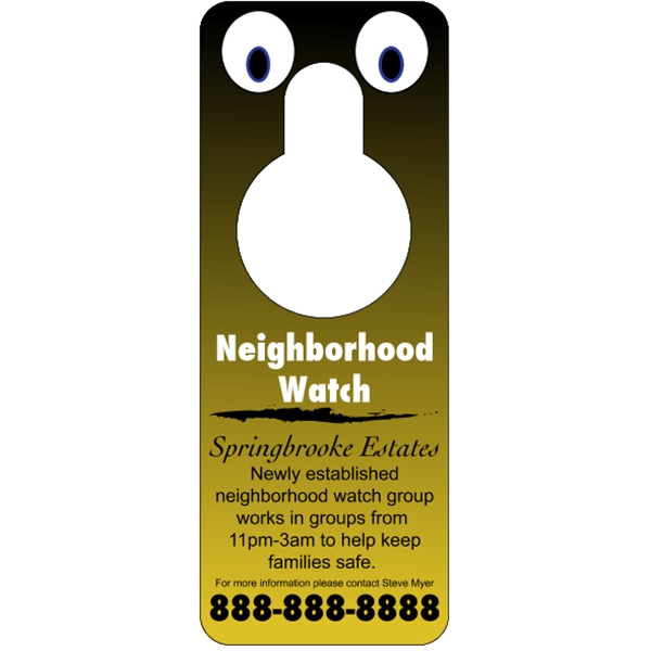 3.125" x 8.125" door knob hanger made of white tag stock... from ASI 89910 Stouse, LLC