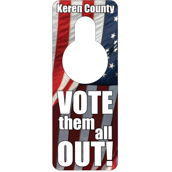 3.125" x 8.125" door knob hanger made of white tag stock... from ASI 89910 Stouse, LLC