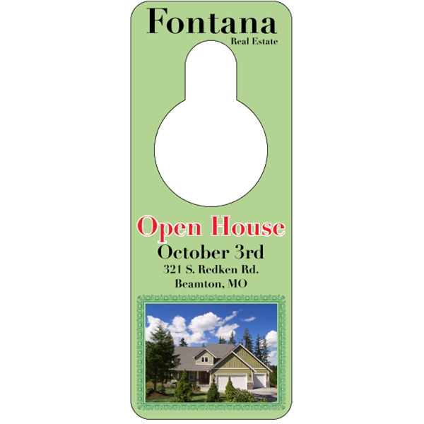 3.125" x 8.125" door knob hanger made of white tag stock... from ASI 89910 Stouse, LLC