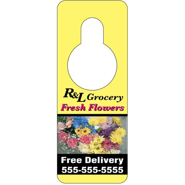 3.125" x 8.125" door knob hanger made of white tag stock... from ASI 89910 Stouse, LLC