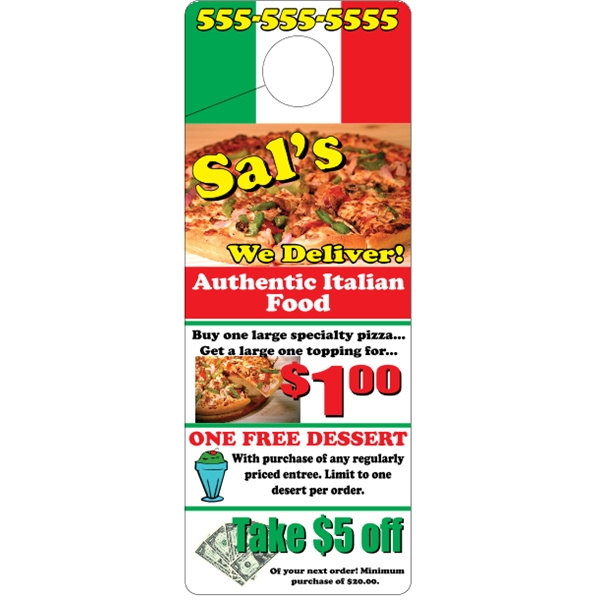 4" x 10.5" door knob hanger made of white tag stock... from ASI 89910 Stouse, LLC