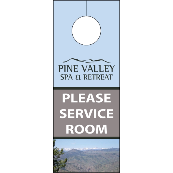 3.125" x 8.125" door knob hanger made of white tag stock... from ASI 89910 Stouse, LLC