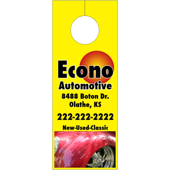 3.125" x 8.125" door knob hanger made of white tag stock... from ASI 89910 Stouse, LLC