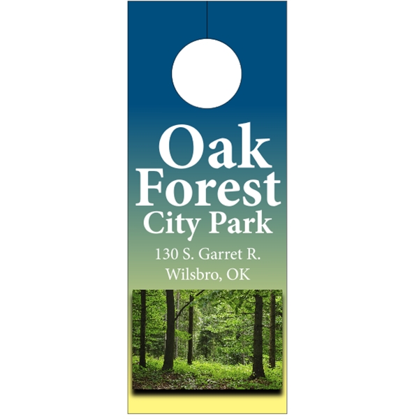 3.125" x 8.125" door knob hanger made of white tag stock... from ASI 89910 Stouse, LLC