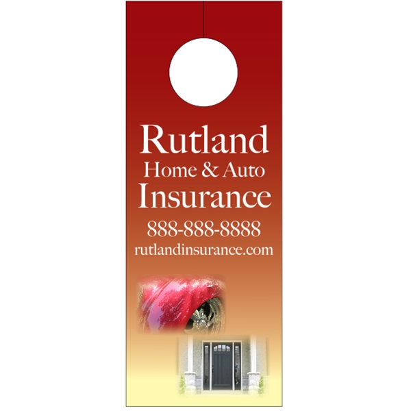 3.125" x 8.125" door knob hanger made of white tag stock... from ASI 89910 Stouse, LLC