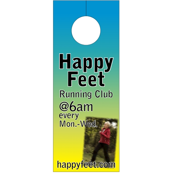 3.125" x 8.125" door knob hanger made of white tag stock... from ASI 89910 Stouse, LLC