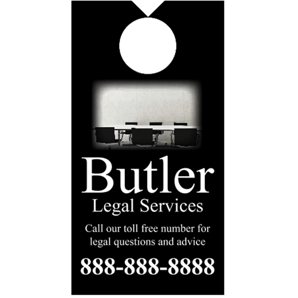 3.5" x 6.75" door knob hanger made of white tag stock... from ASI 89910 Stouse, LLC