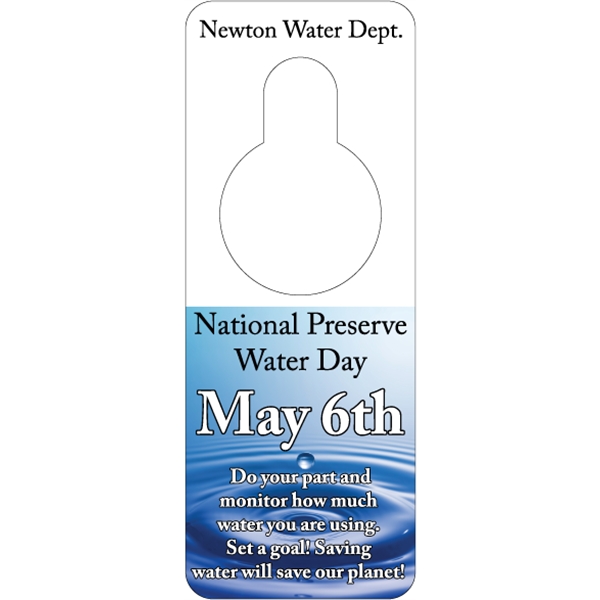 3.125" x 8.125" door knob hanger made of white tag stock... from ASI 89910 Stouse, LLC