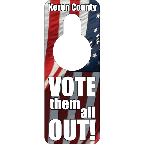 3.125" x 8.125" door knob hanger made of white tag stock... from ASI 89910 Stouse, LLC