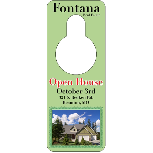 3.125" x 8.125" door knob hanger made of white tag stock... from ASI 89910 Stouse, LLC