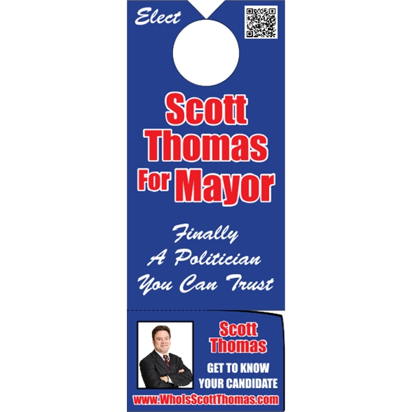 3.125" x 8.125" door knob hanger made of white tag stock... from ASI 89910 Stouse, LLC