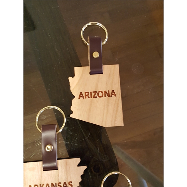 2" Arizona shaped hardwood keychains with laser engraving; USA-made product.... from ASI 92531 Unique Custom Products / UCP