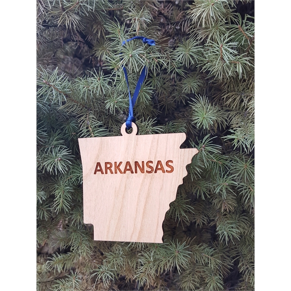 3.5" solid hardwood ornament featuring the shape of the State of... from ASI 92531 Unique Custom Products / UCP