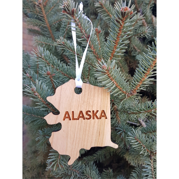 3.5" solid hardwood ornament featuring the shape of the State of... from ASI 92531 Unique Custom Products / UCP