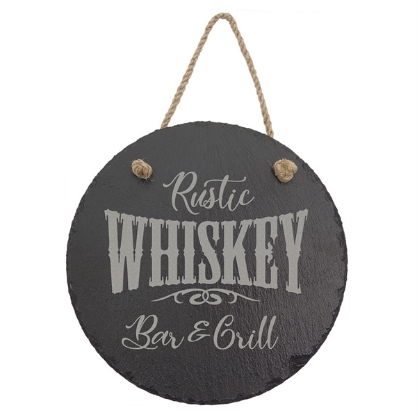7.75" round shaped slate hanging sign with chipped finish, unattached string... from ASI 92531 Unique Custom Products / UCP