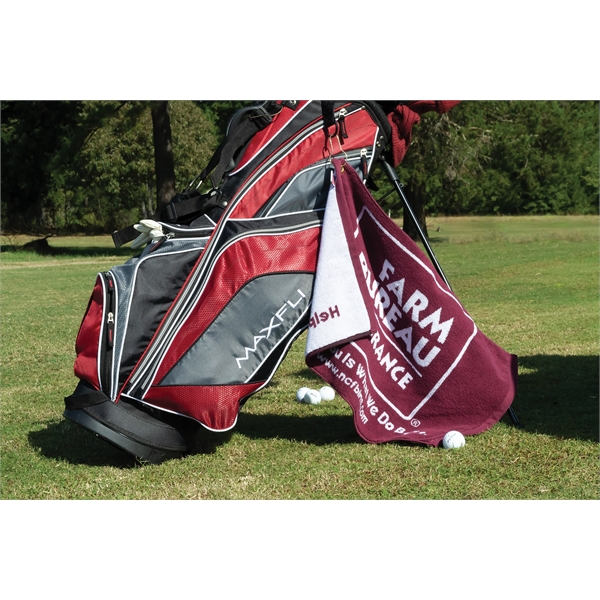16" x 24" custom jacquard woven golf towel with corner grommet... from ASI 79750 Pro Towels