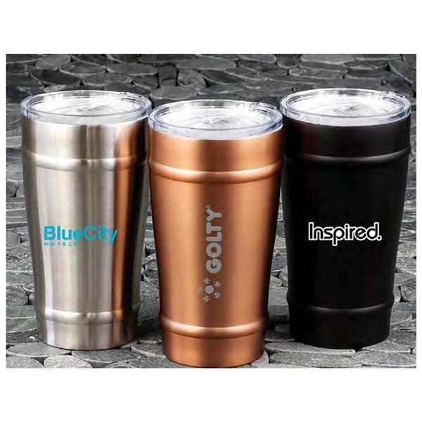 16 oz. tumbler with stainless steel exterior, ceramic inner coating, thumb-slide... from ASI 99030 Zipline / Zipline®