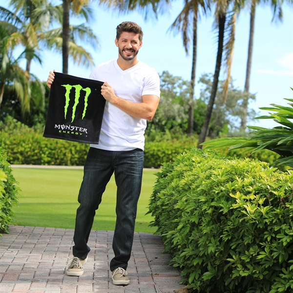 15" x 18" terry velour, hemmed, 100% cotton rally towel.... from ASI 79750 Pro Towels