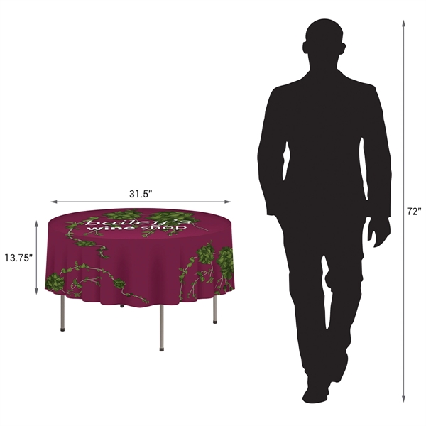 59" x 59" Digitally printed display polyester round table cover... from ASI 80228 Quinn