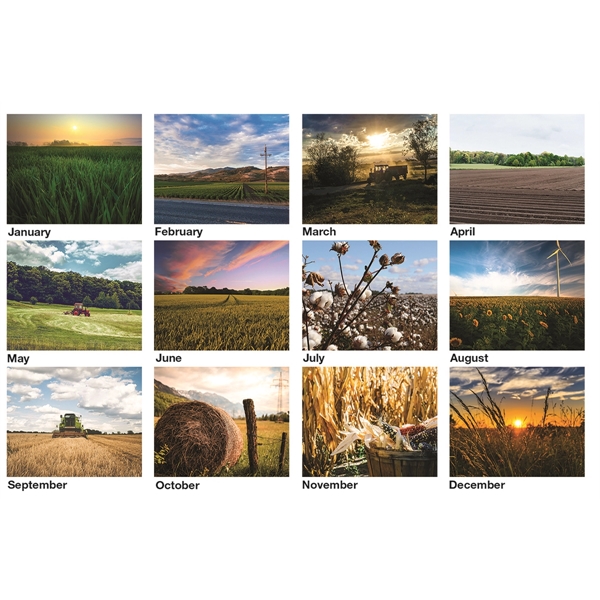 12 month tent desk calendar featuring photos of agriculture scenes.... from ASI 50873 Drum-Line / Drum-line Inc