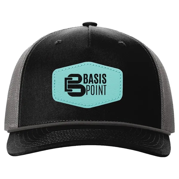 Richardson 112FPR snapback five-panel cotton and polyester trucker cap with leatherette... from ASI 74601 Calico