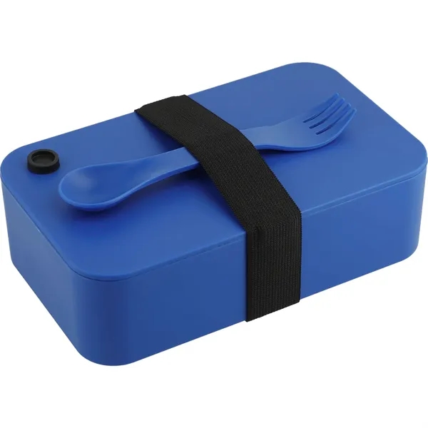 Recycled plastic Bento box with fork, spoon, removeable divider and black... from ASI 66887 PCNA / Bullet