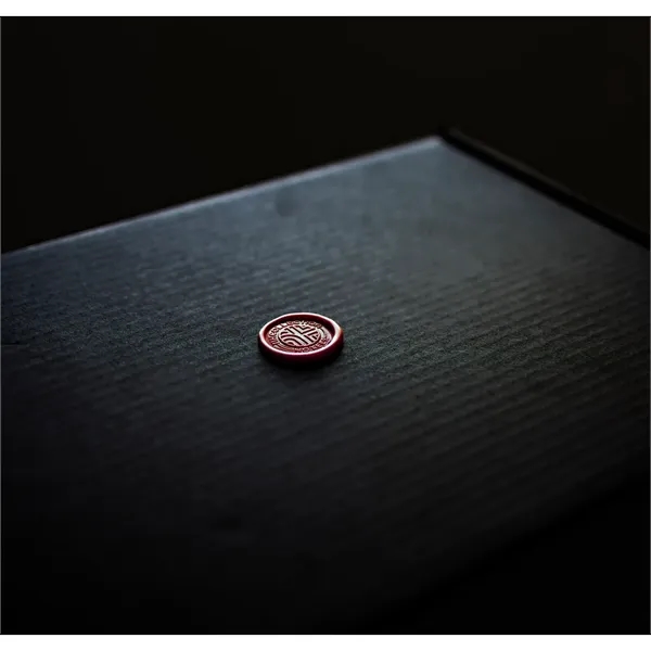 Black gift box with wax stamp decoration.... from ASI 88060 Snugz/USA Inc