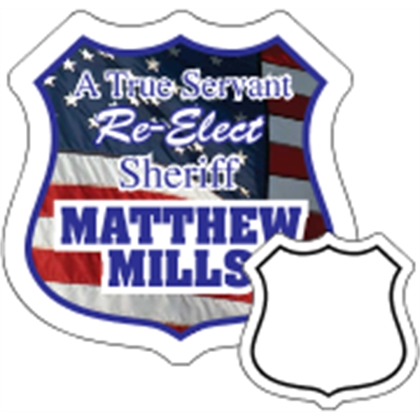 2" x 2" badge shaped magnet with four color process imprinting.... from ASI 89910 Stouse, LLC