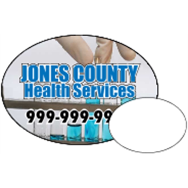 1.5" x 2.125" oval shaped magnet with 4CP customization.... from ASI 89910 Stouse, LLC