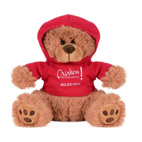 Cuddly, soft plush teddy bear with embroidered paws and hoodie.... from ASI 68507 The Magnet Group / Perfect Line