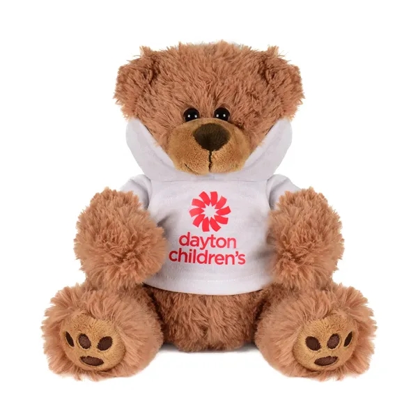 Cuddly, soft plush teddy bear with embroidered paws and hoodie.... from ASI 68507 The Magnet Group / Perfect Line