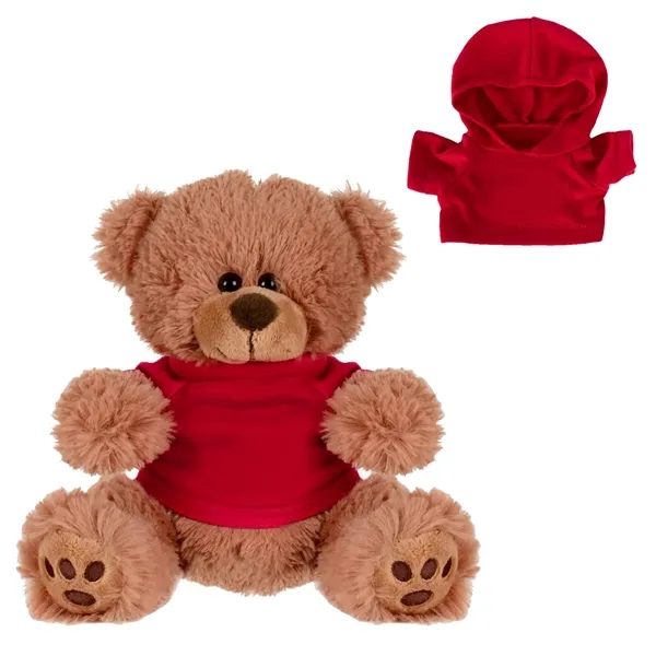 Cuddly, soft plush teddy bear with embroidered paws and hoodie.... from ASI 68507 The Magnet Group / Perfect Line