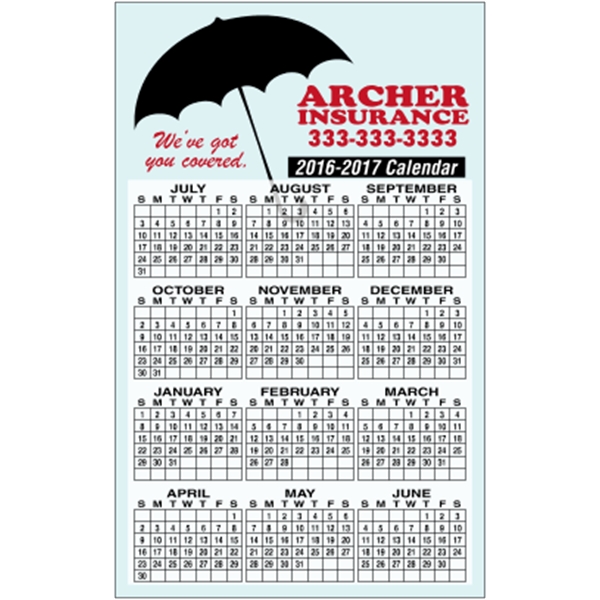 3.5" x 5.625" school calendar magnet with square corners and 4... from ASI 89910 Stouse, LLC